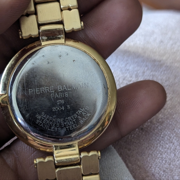 2PCS‼️💥SAPPHIRE💎💯PIERRE BALMAIN SAPPHIRE CRYSTAL SS/WR WATCH WITH CUFF LINKS - Picture 7 of 12